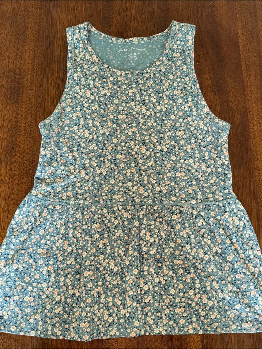 American Eagle Baby Doll Peplum Green Floral Tank Top Size XS - Picture 1 of 4